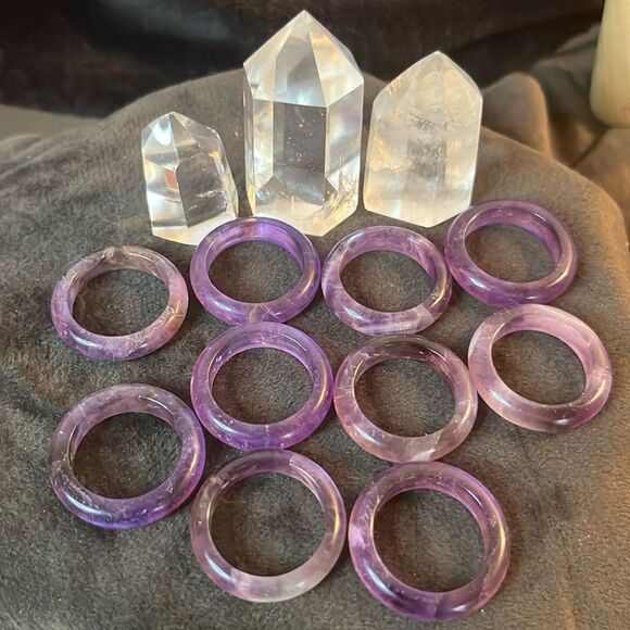 New Natural Amethyst Crystal Band Ring size 9 - Picture 1 of 13